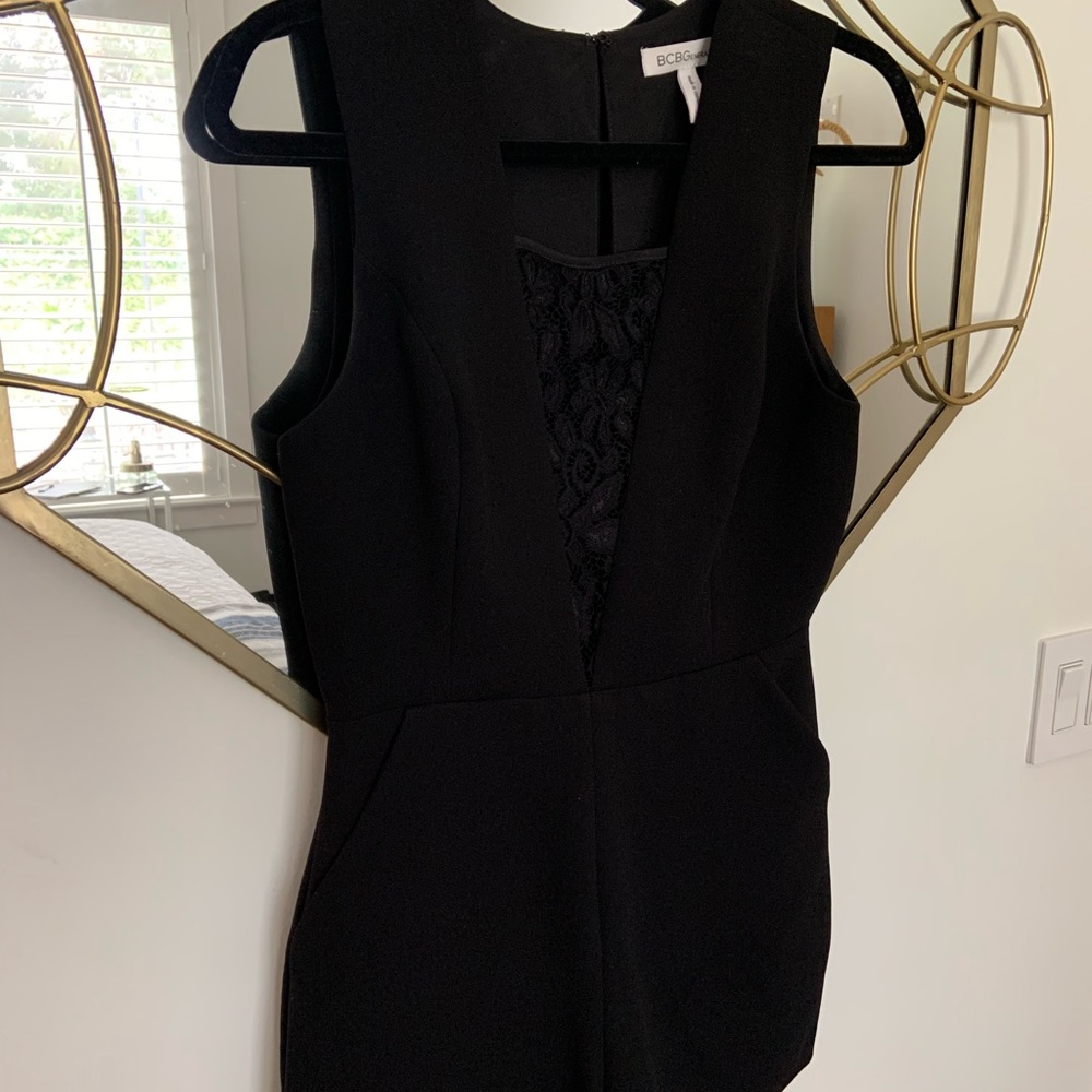 laced V neck black BCBG romper